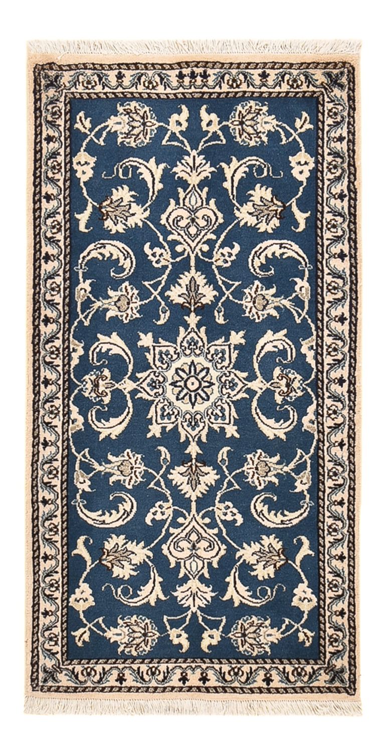 Alfombra persa - Nain - 133 x 70 cm - azul petróleo