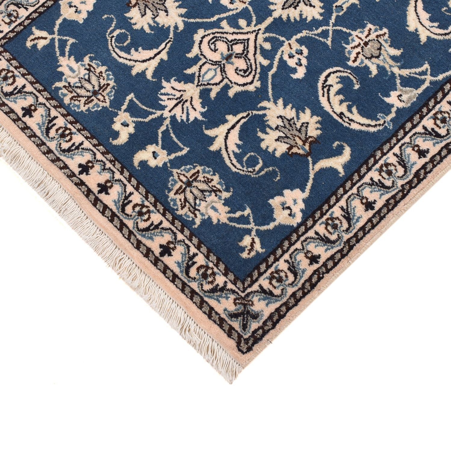 Alfombra persa - Nain - 133 x 70 cm - azul petróleo