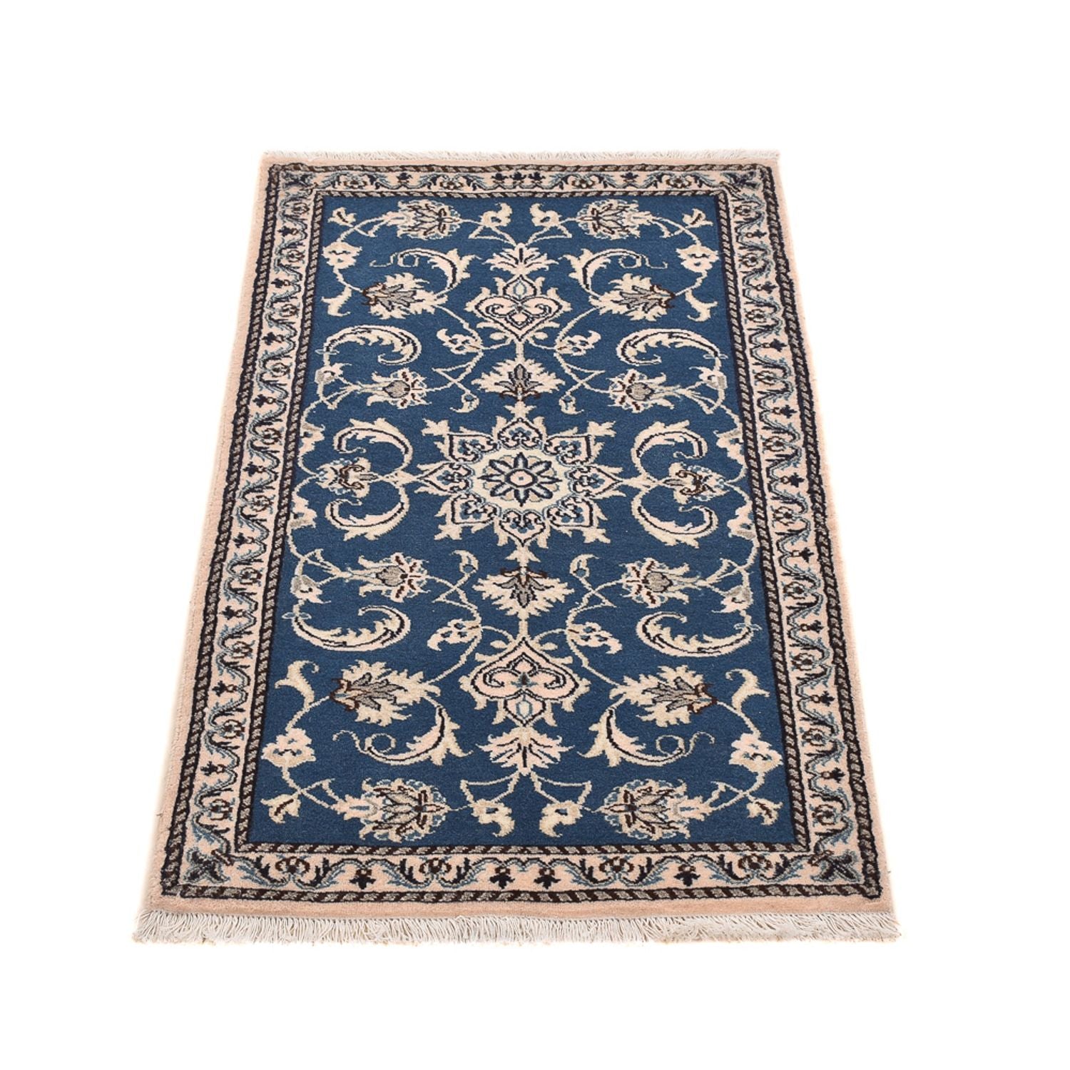Alfombra persa - Nain - 133 x 70 cm - azul petróleo