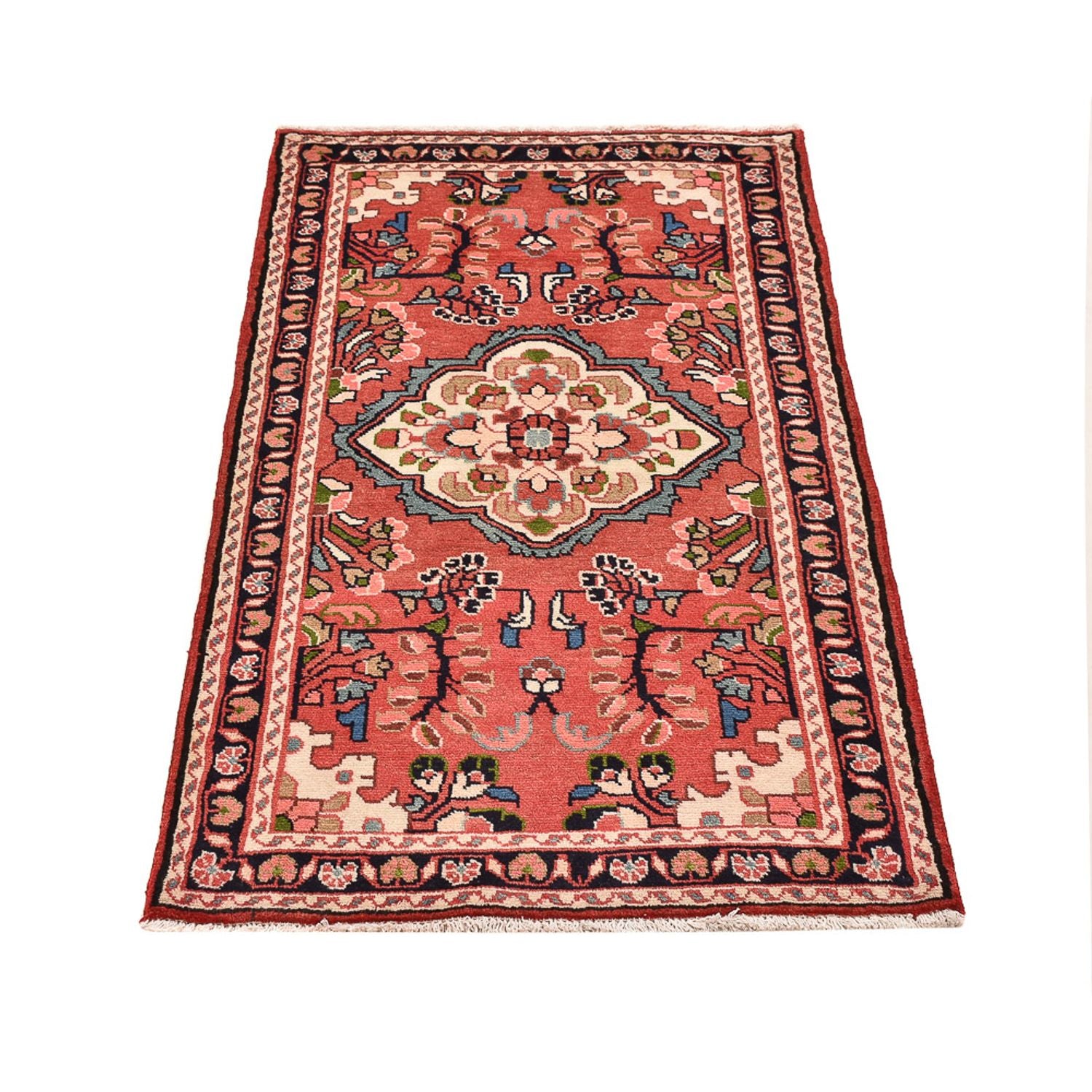 Alfombra persa - Nómada - 131 x 76 cm - rojo claro