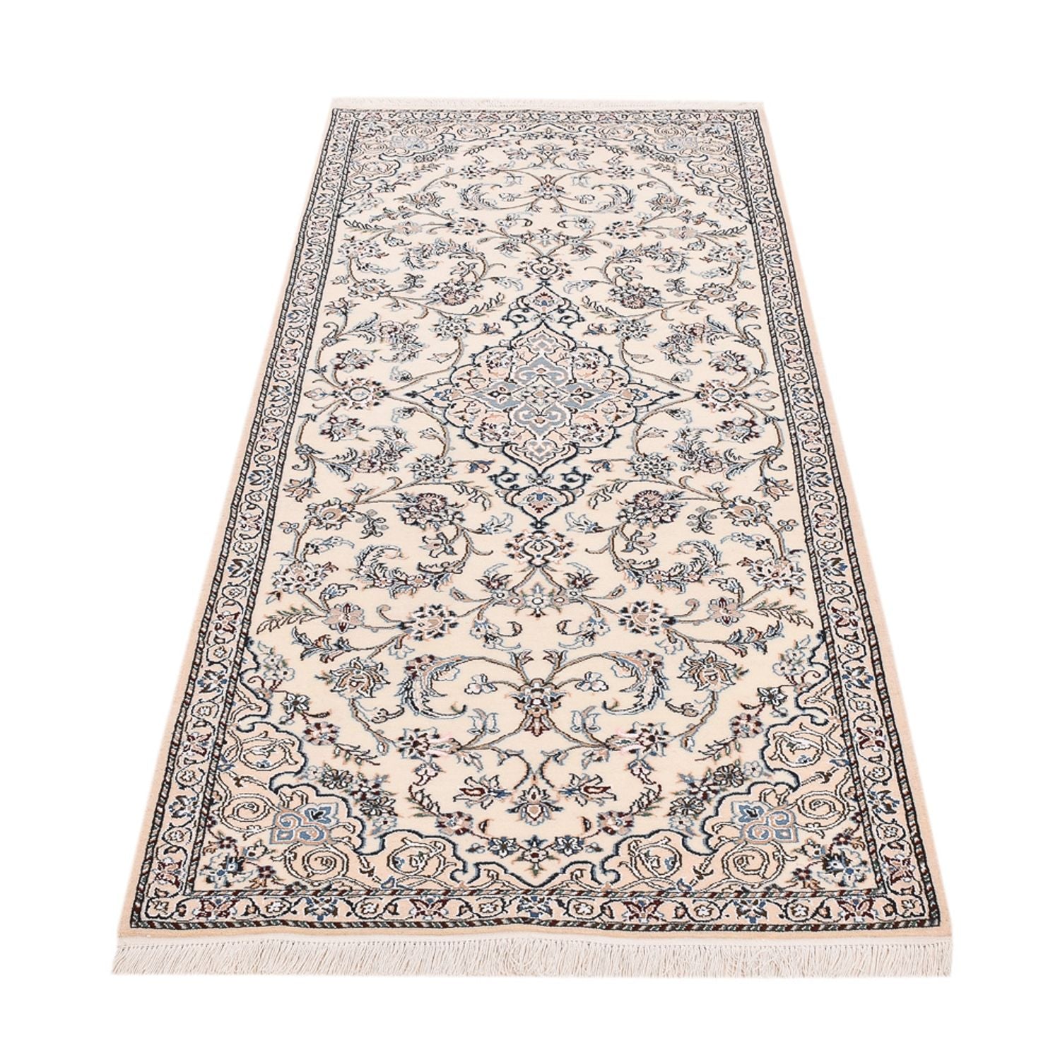 Alfombra de pasillo Alfombra Persa - Nain - Real - 220 x 91 cm - crema