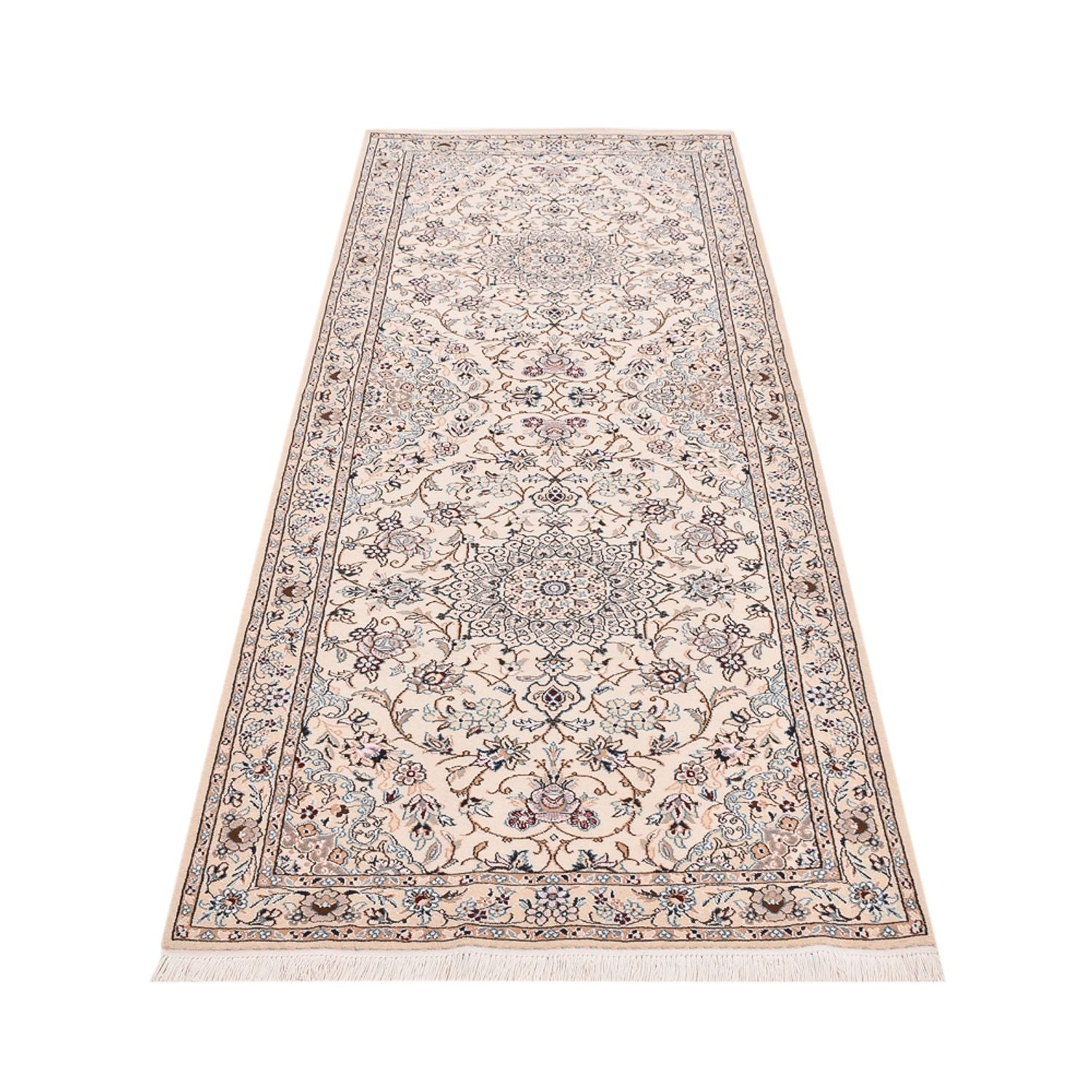 Alfombra de pasillo Alfombra Persa - Nain - Real - 241 x 92 cm - crema
