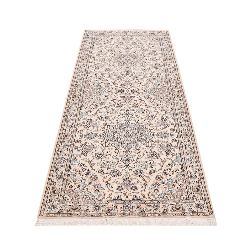 Alfombra de pasillo Alfombra Persa - Nain - Real - 241 x 92 cm - crema