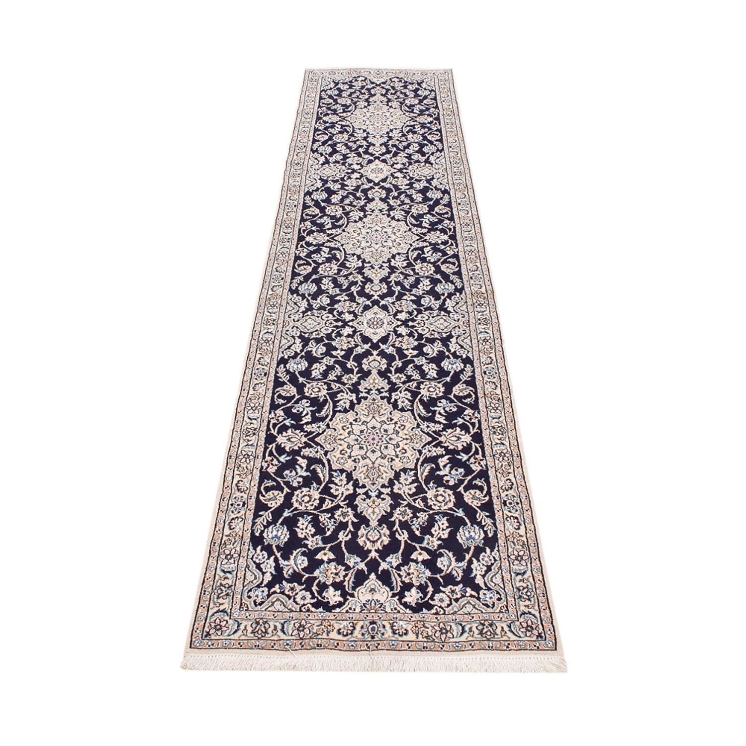 Alfombra de pasillo Alfombra Persa - Nain - Real - 315 x 69 cm - azul oscuro