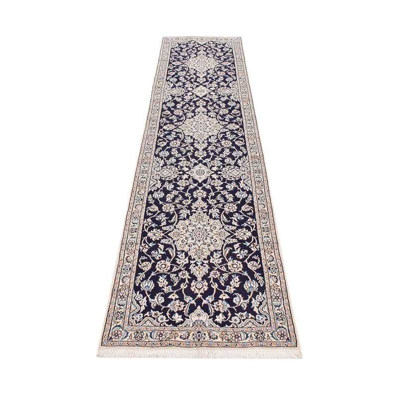Alfombra de pasillo Alfombra Persa - Nain - Real - 315 x 69 cm - azul oscuro
