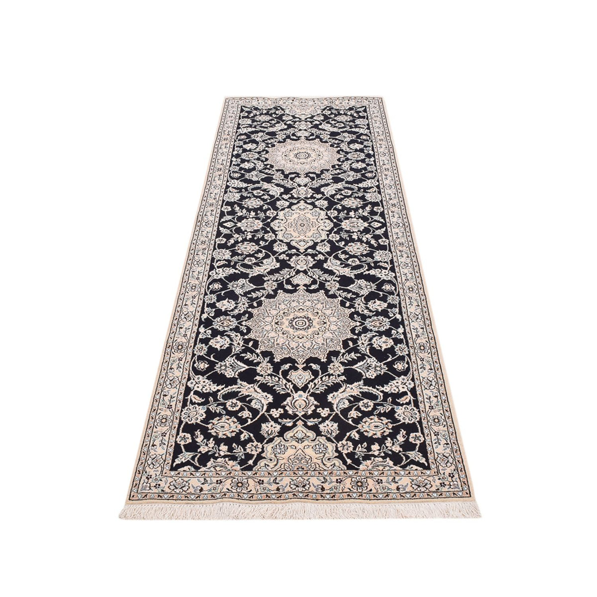 Alfombra de pasillo Alfombra Persa - Nain - Real - 275 x 90 cm - azul oscuro