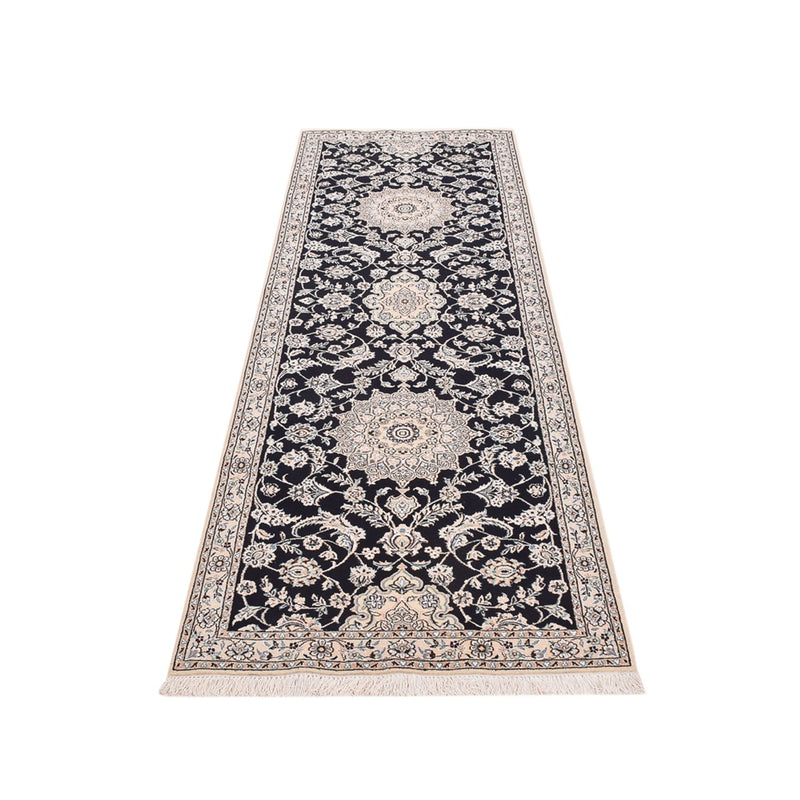 Alfombra de pasillo Alfombra Persa - Nain - Real - 275 x 90 cm - azul oscuro