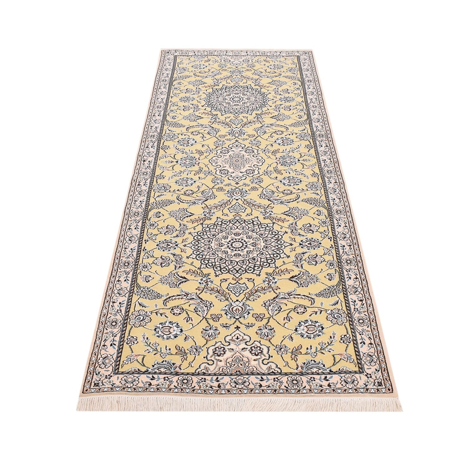 Alfombra de pasillo Alfombra Persa - Nain - Real - 263 x 90 cm - beige