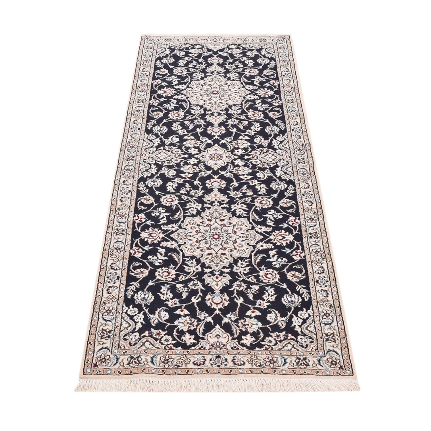 Alfombra de pasillo Alfombra Persa - Nain - Real - 213 x 72 cm - azul oscuro