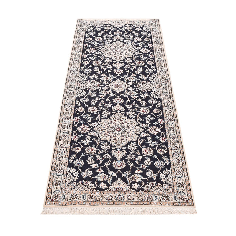 Alfombra de pasillo Alfombra Persa - Nain - Real - 213 x 72 cm - azul oscuro
