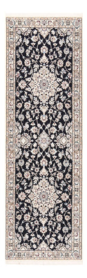 Alfombra de pasillo Alfombra Persa - Nain - Real - 220 x 72 cm - azul oscuro