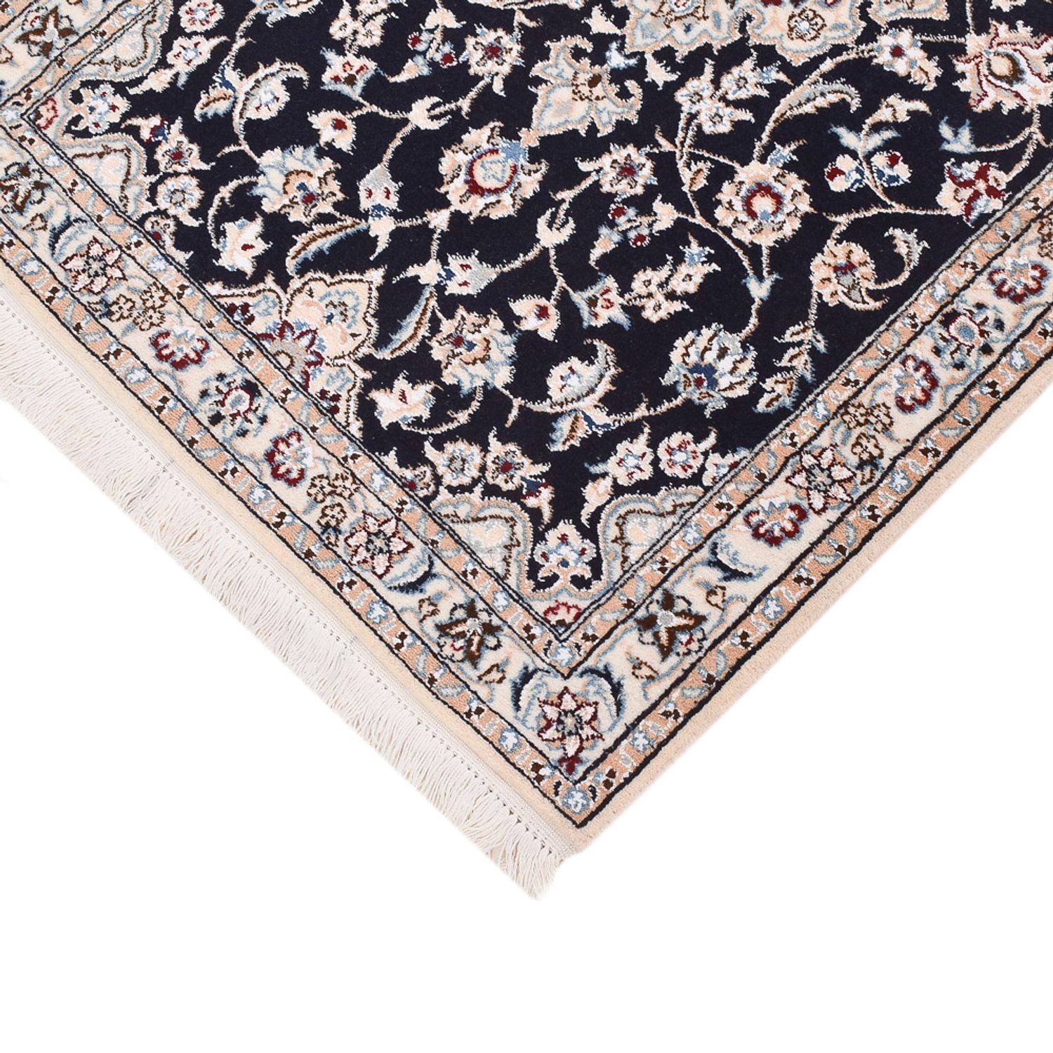 Alfombra de pasillo Alfombra Persa - Nain - Real - 220 x 72 cm - azul oscuro