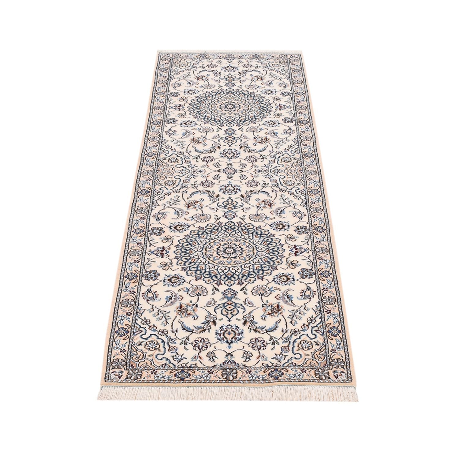 Alfombra de pasillo Alfombra Persa - Nain - Real - 197 x 61 cm - crema