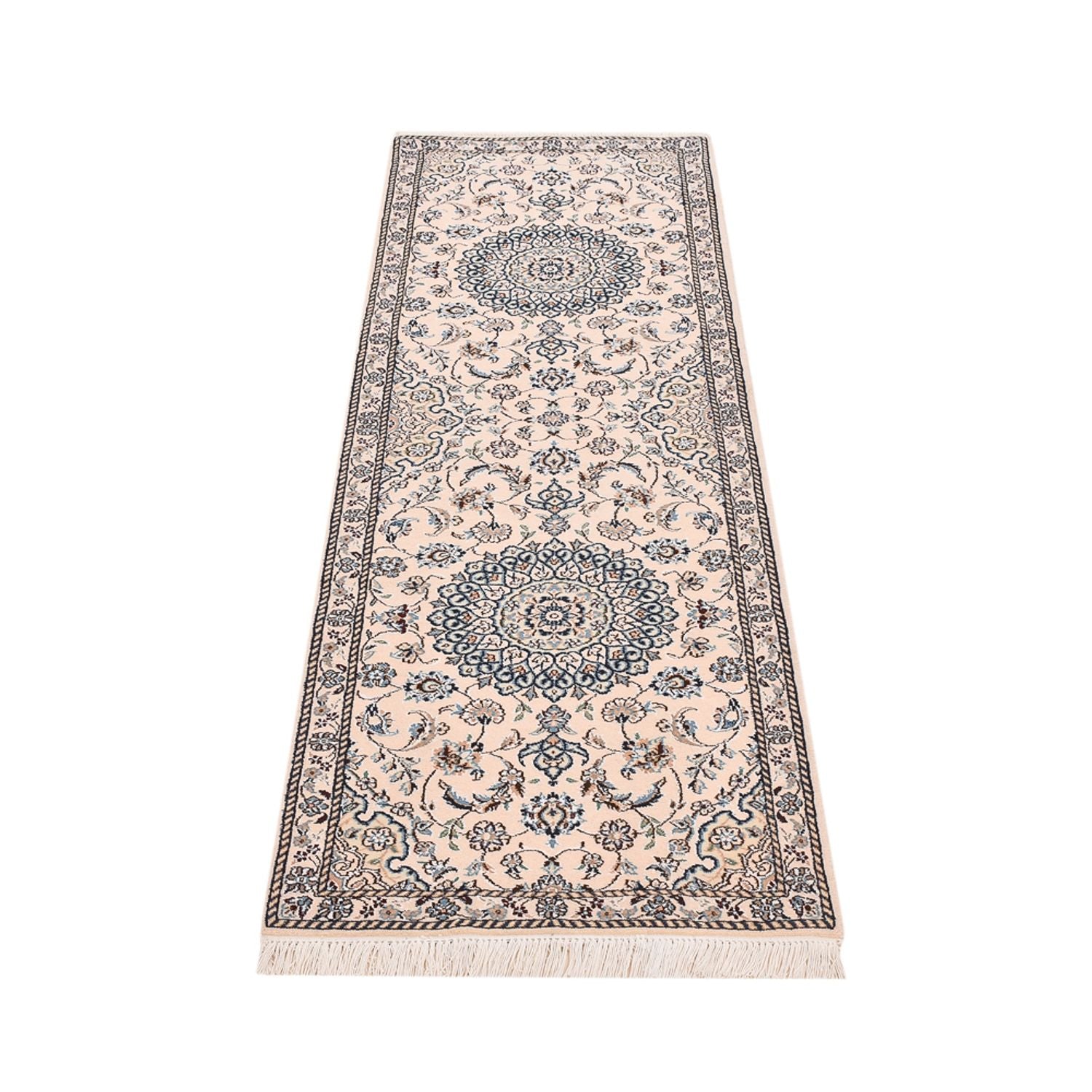 Alfombra de pasillo Alfombra Persa - Nain - Real - 200 x 62 cm - crema