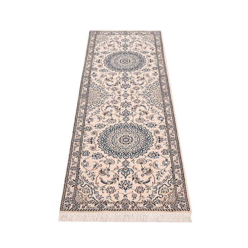 Alfombra de pasillo Alfombra Persa - Nain - Real - 200 x 62 cm - crema