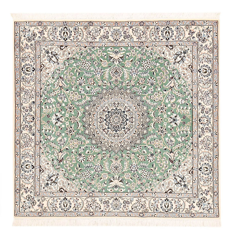 Alfombra Persa - Nain - Real cuadrado  - 152 x 149 cm - verde claro