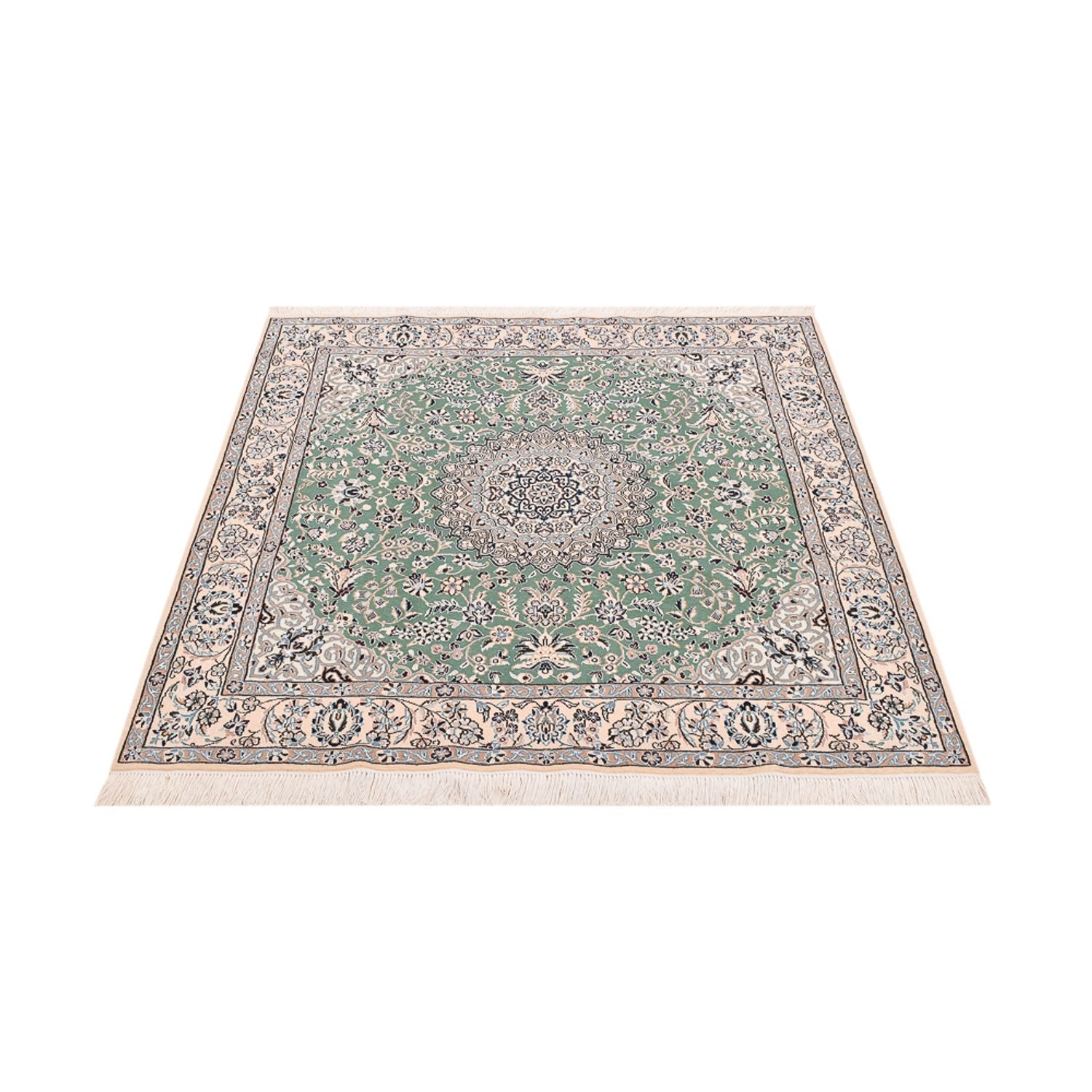 Alfombra Persa - Nain - Real cuadrado  - 152 x 149 cm - verde claro