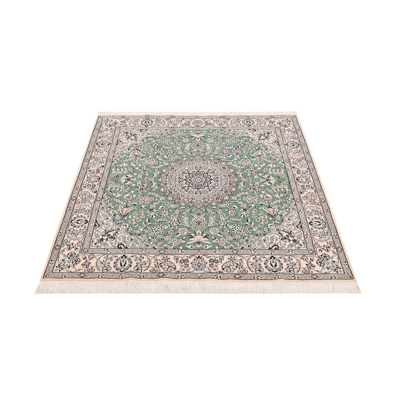Alfombra Persa - Nain - Real cuadrado  - 152 x 149 cm - verde claro