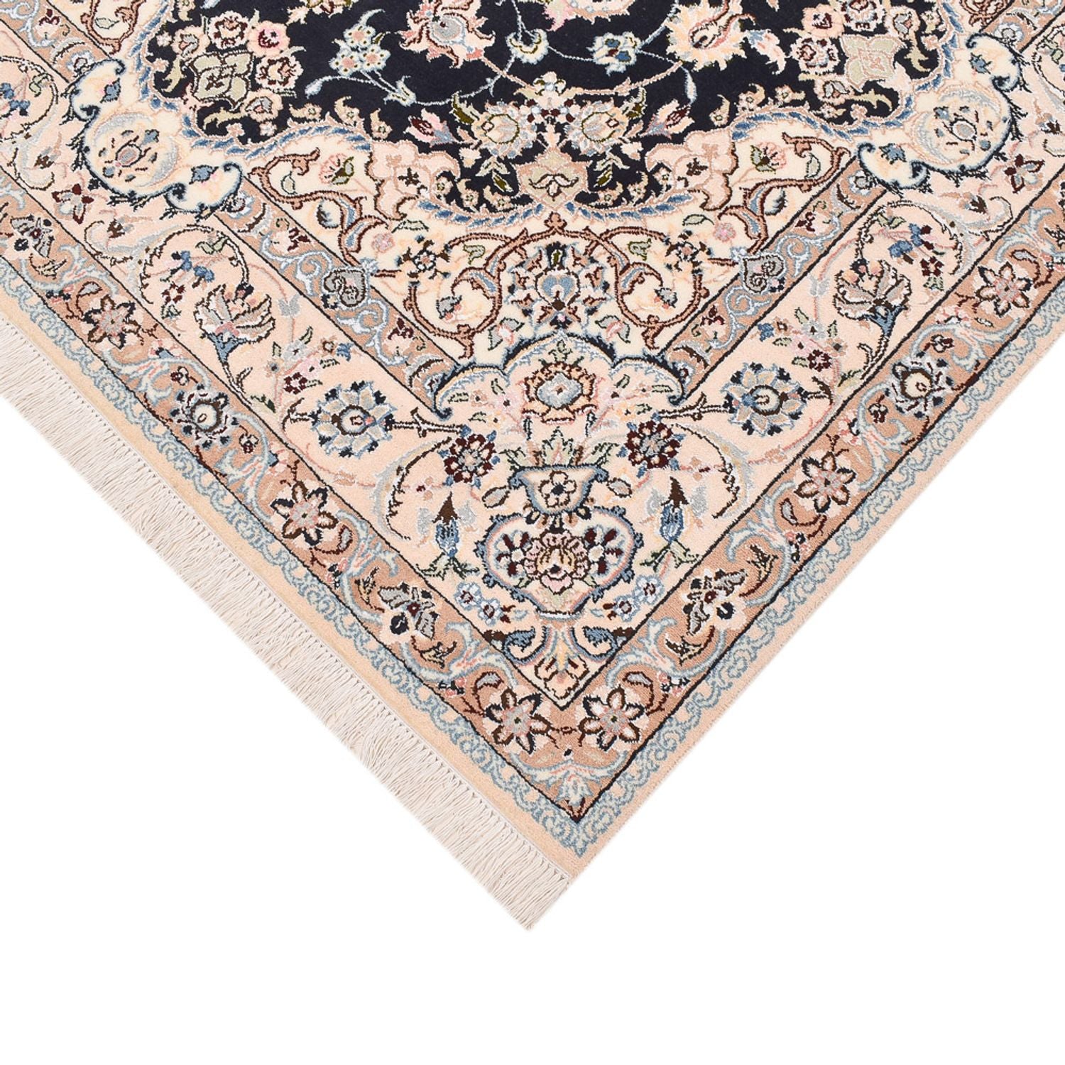Alfombra Persa - Nain - Real - 252 x 164 cm - azul oscuro