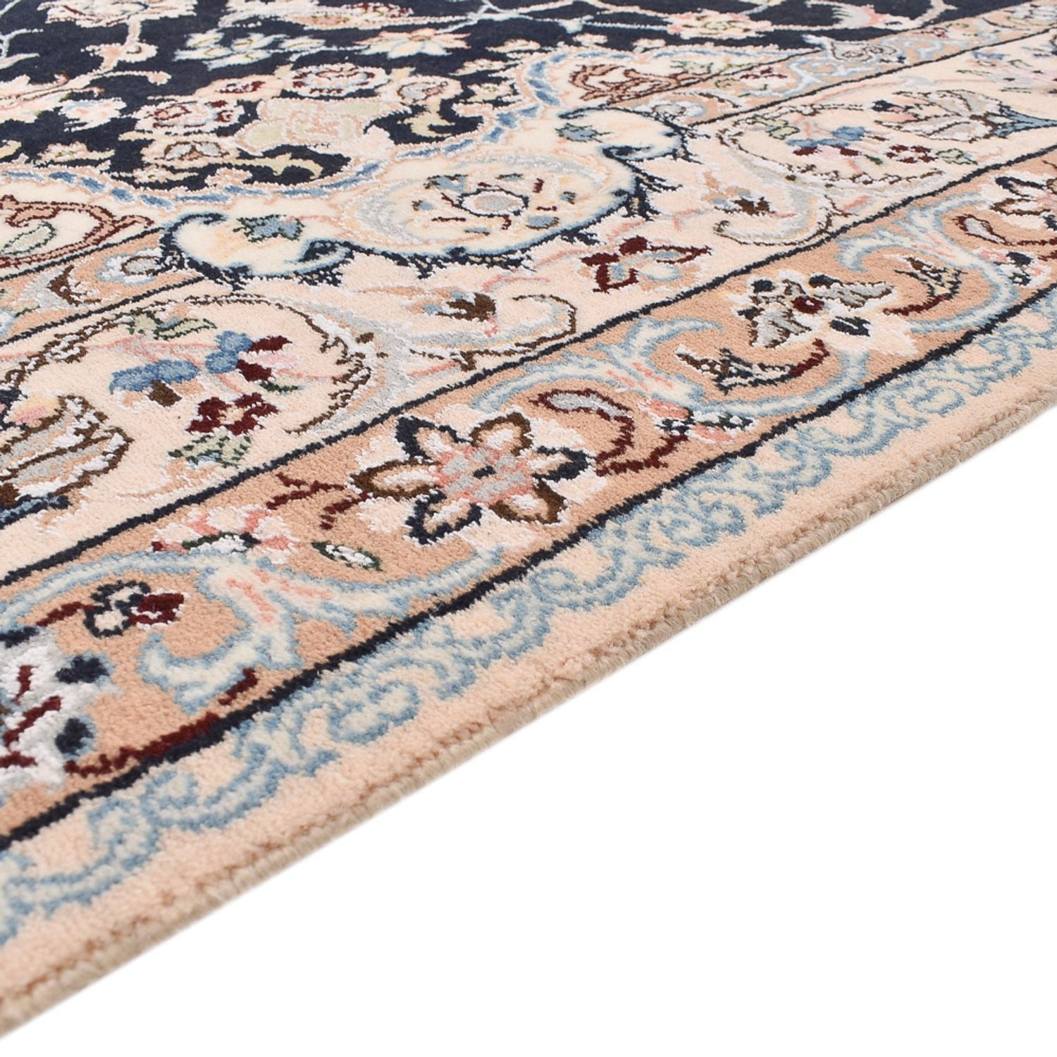 Alfombra Persa - Nain - Real - 252 x 164 cm - azul oscuro