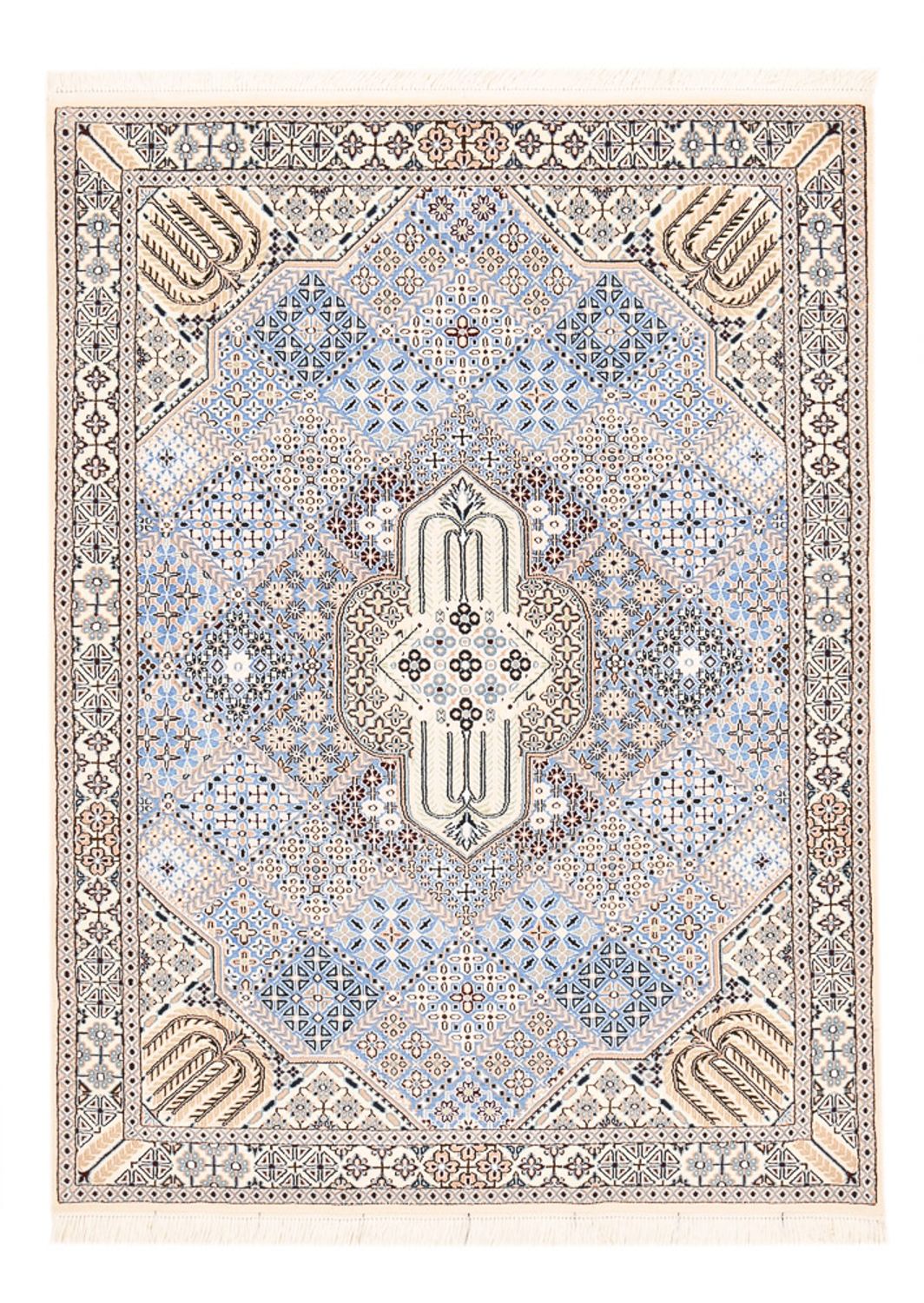 Alfombra Persa - Nain - Real - 195 x 137 cm - azul claro
