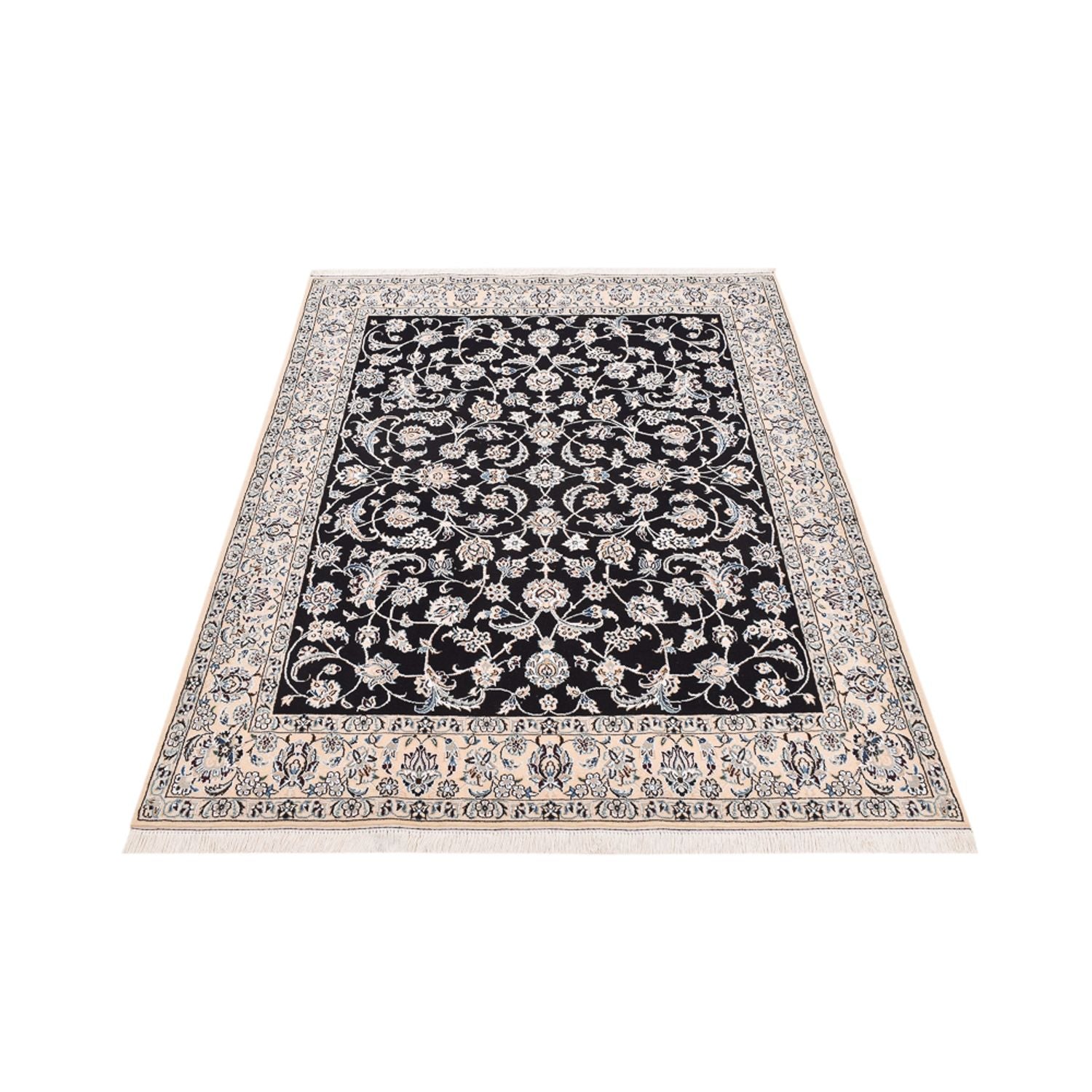 Alfombra Persa - Nain - Real - 194 x 147 cm - azul oscuro