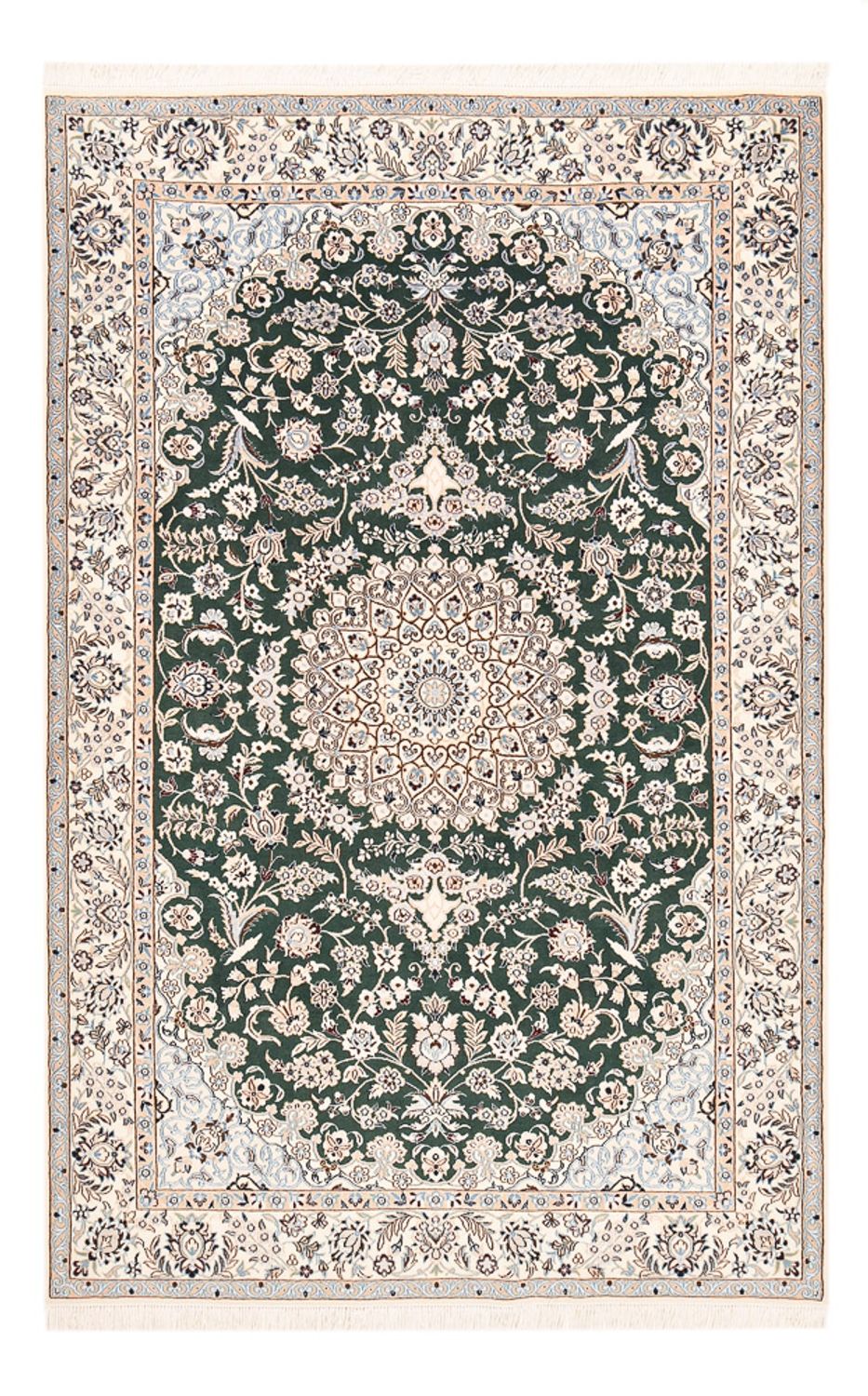 Alfombra Persa - Nain - Real - 255 x 159 cm - verde oscuro