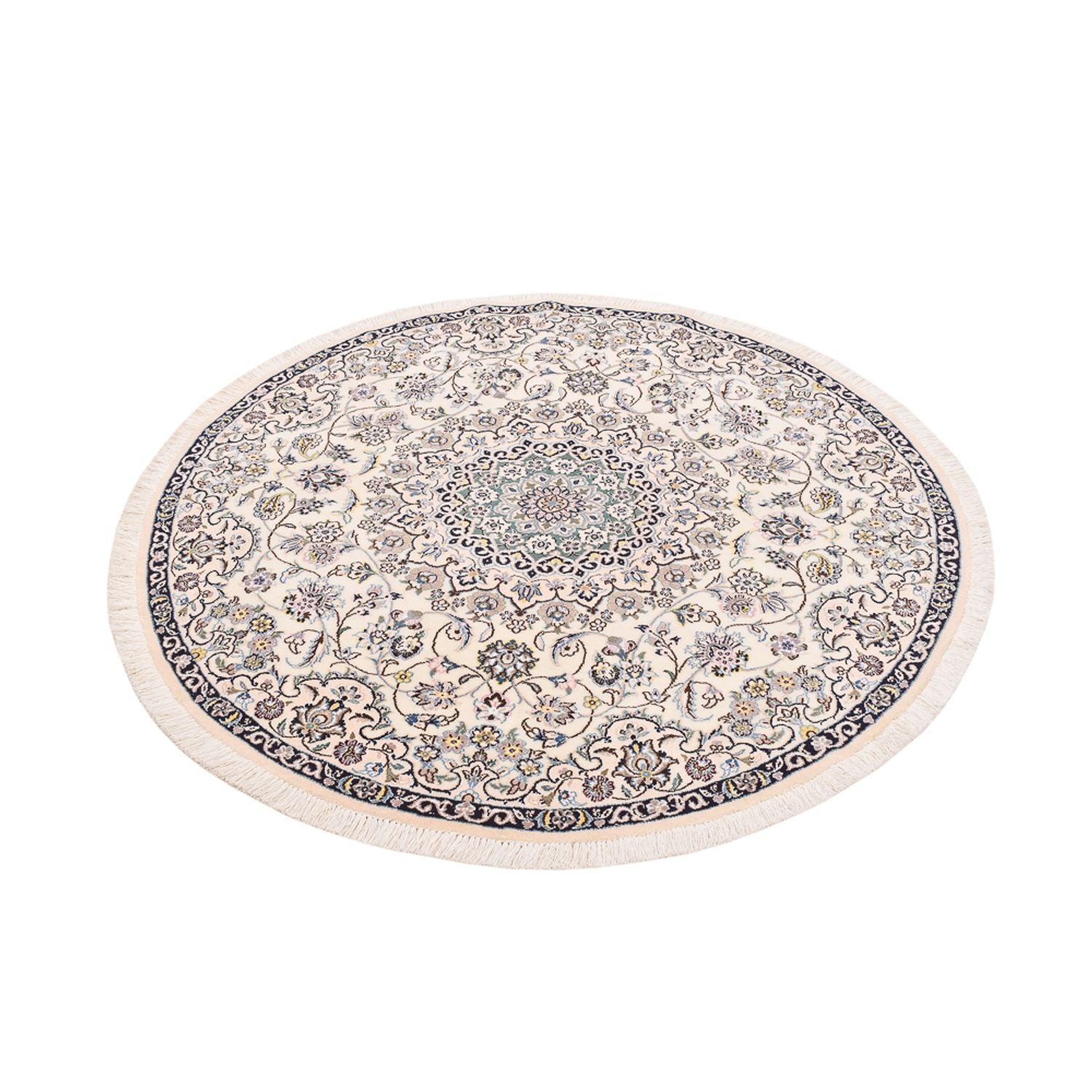 Alfombra Persa - Nain - Real redondo  - 152 x 152 cm - crema