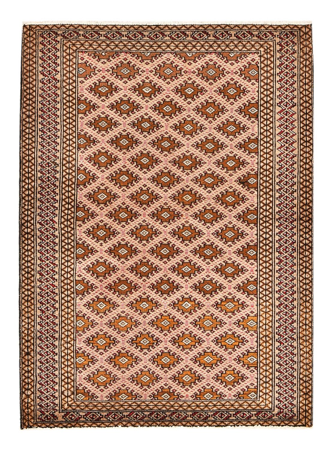 Alfombra Turkaman - 132 x 97 cm - rojo claro