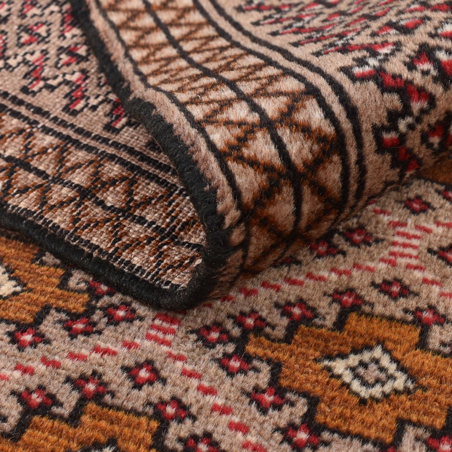 Alfombra Turkaman - 132 x 97 cm - rojo claro