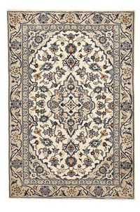 Alfombra persa - Keshan - 140 x 92 cm - gris claro