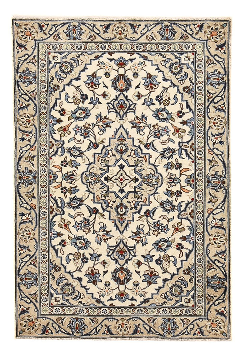 Alfombra persa - Keshan - 140 x 92 cm - gris claro