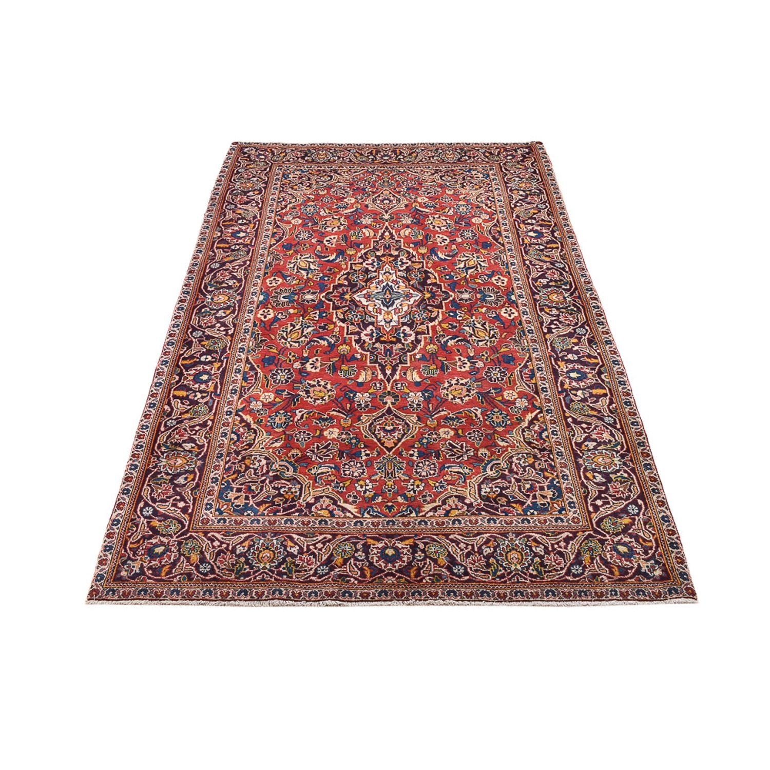 Alfombra persa - Keshan - 220 x 136 cm - rojo claro