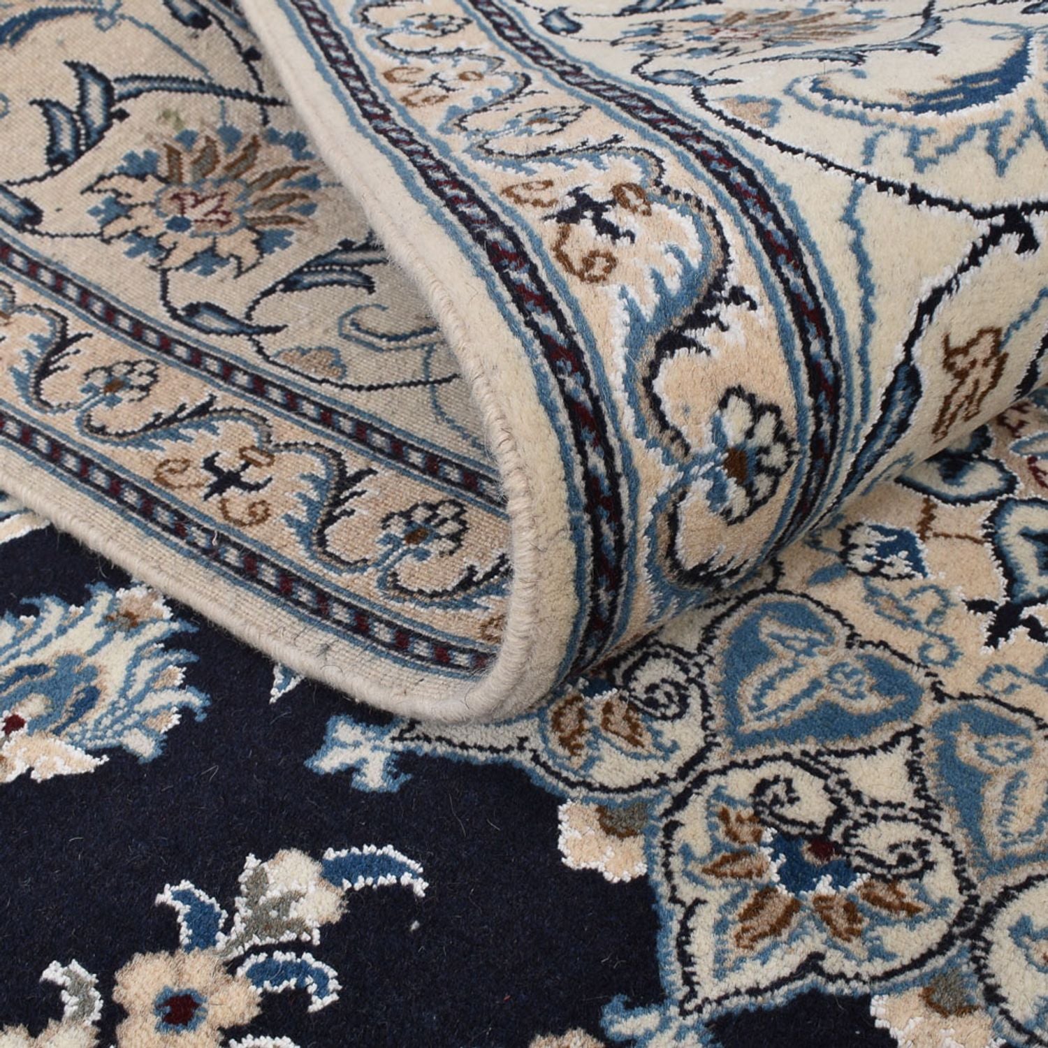 Alfombra persa - Nain - 295 x 200 cm - azul oscuro