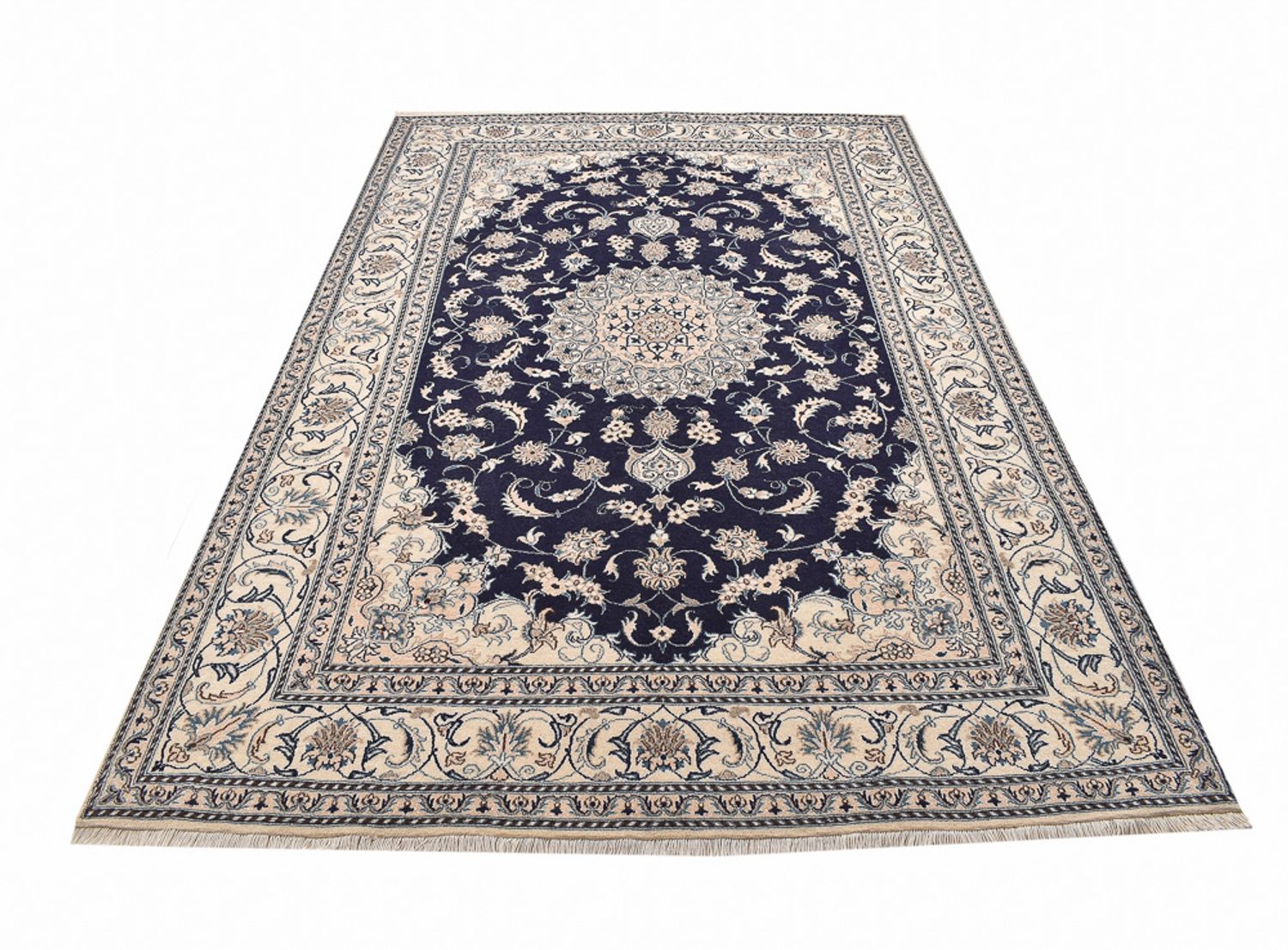 Alfombra persa - Nain - 295 x 195 cm - azul oscuro