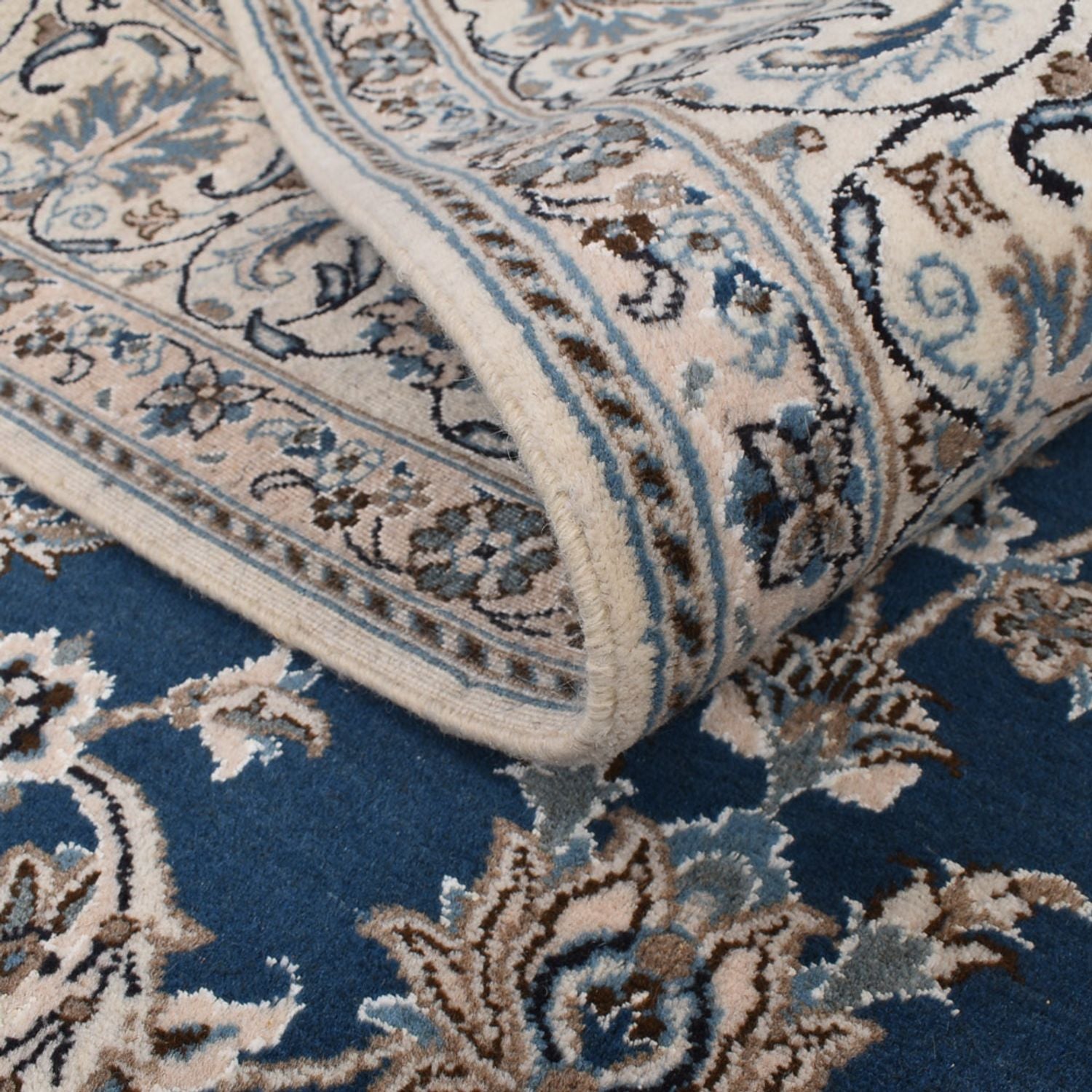 Alfombra persa - Nain - 282 x 193 cm - azul petróleo