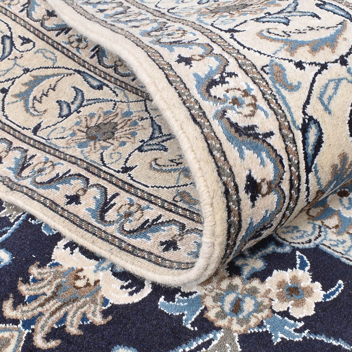 Alfombra persa - Nain - 236 x 165 cm - azul oscuro