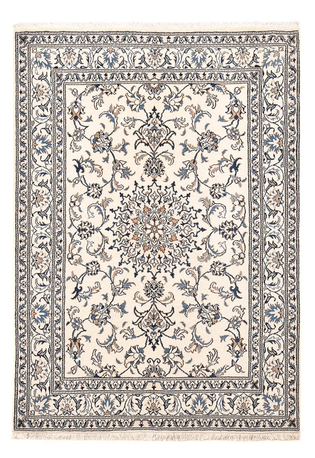 Alfombra persa - Nain - 203 x 145 cm - gris claro