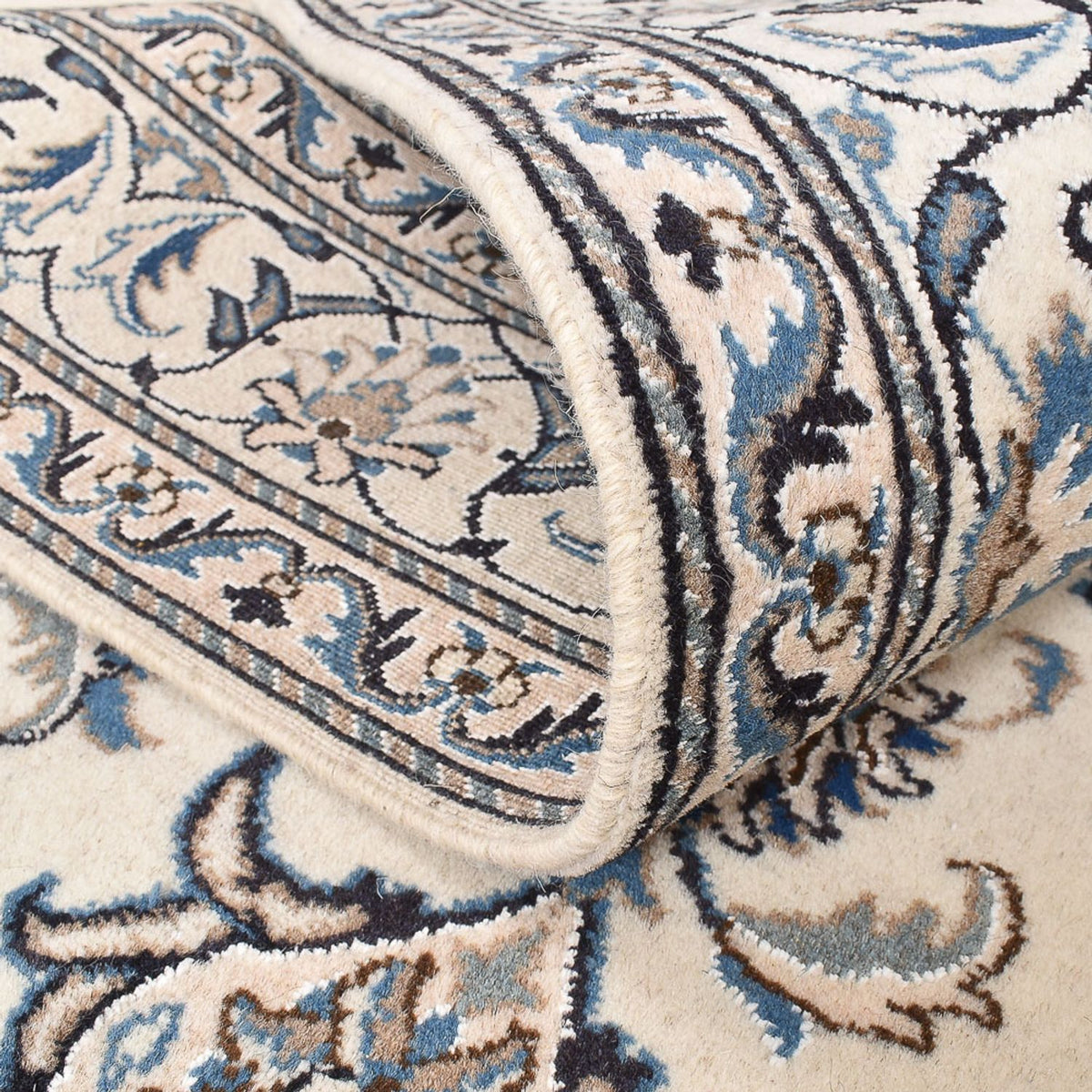 Alfombra persa - Nain - 203 x 145 cm - gris claro