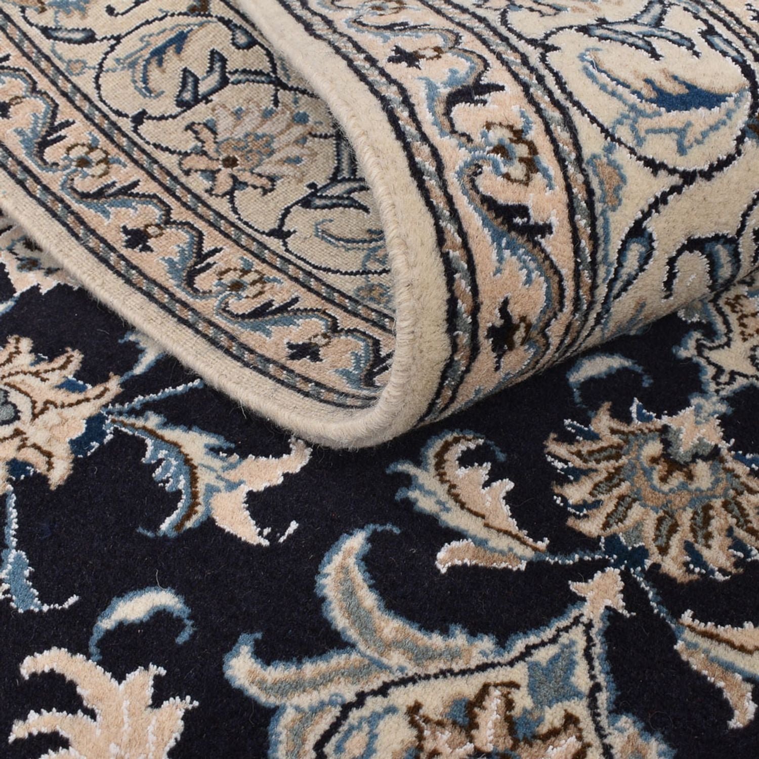Alfombra persa - Nain - 200 x 149 cm - azul oscuro