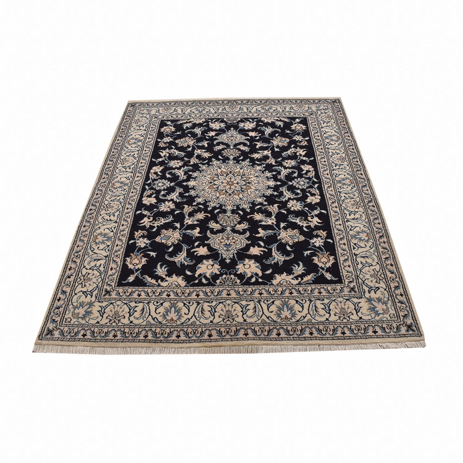 Alfombra persa - Nain - 200 x 149 cm - azul oscuro