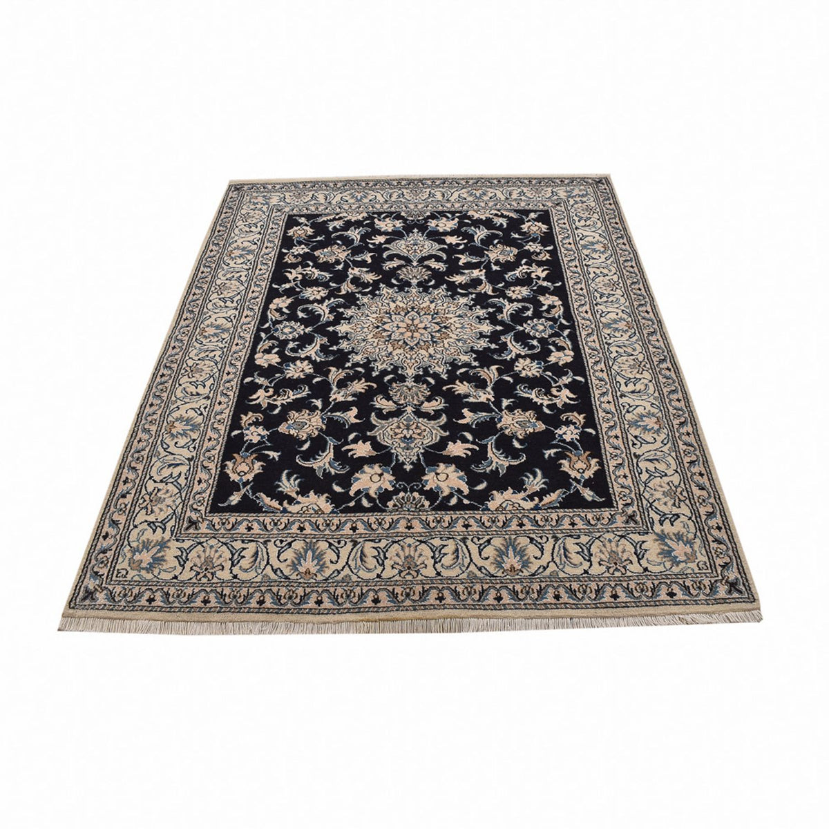 Alfombra persa - Nain - 200 x 149 cm - azul oscuro
