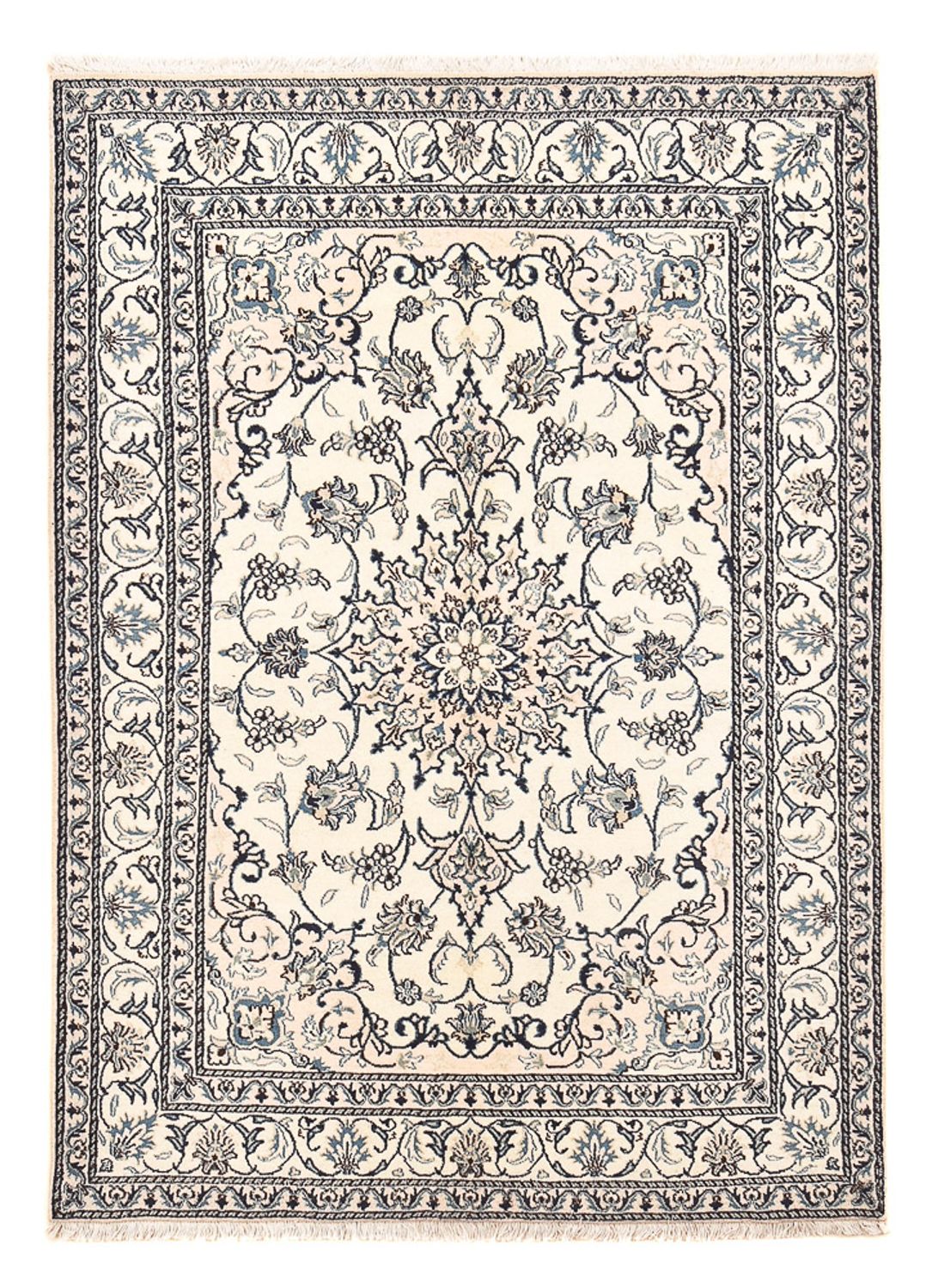 Alfombra persa - Nain - 209 x 149 cm - gris claro