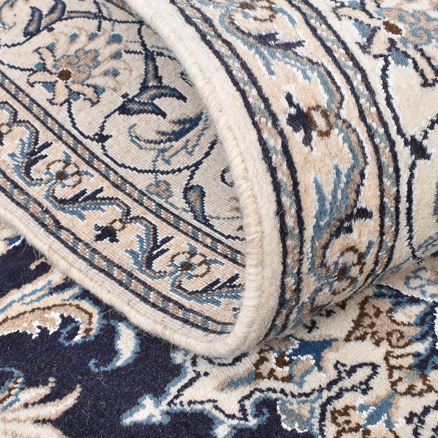 Alfombra persa - Nain - 207 x 146 cm - azul oscuro