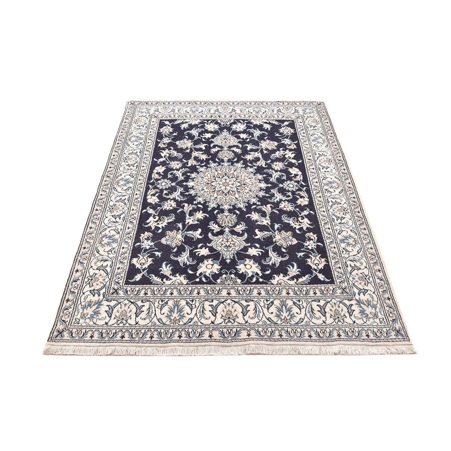 Alfombra persa - Nain - 207 x 146 cm - azul oscuro