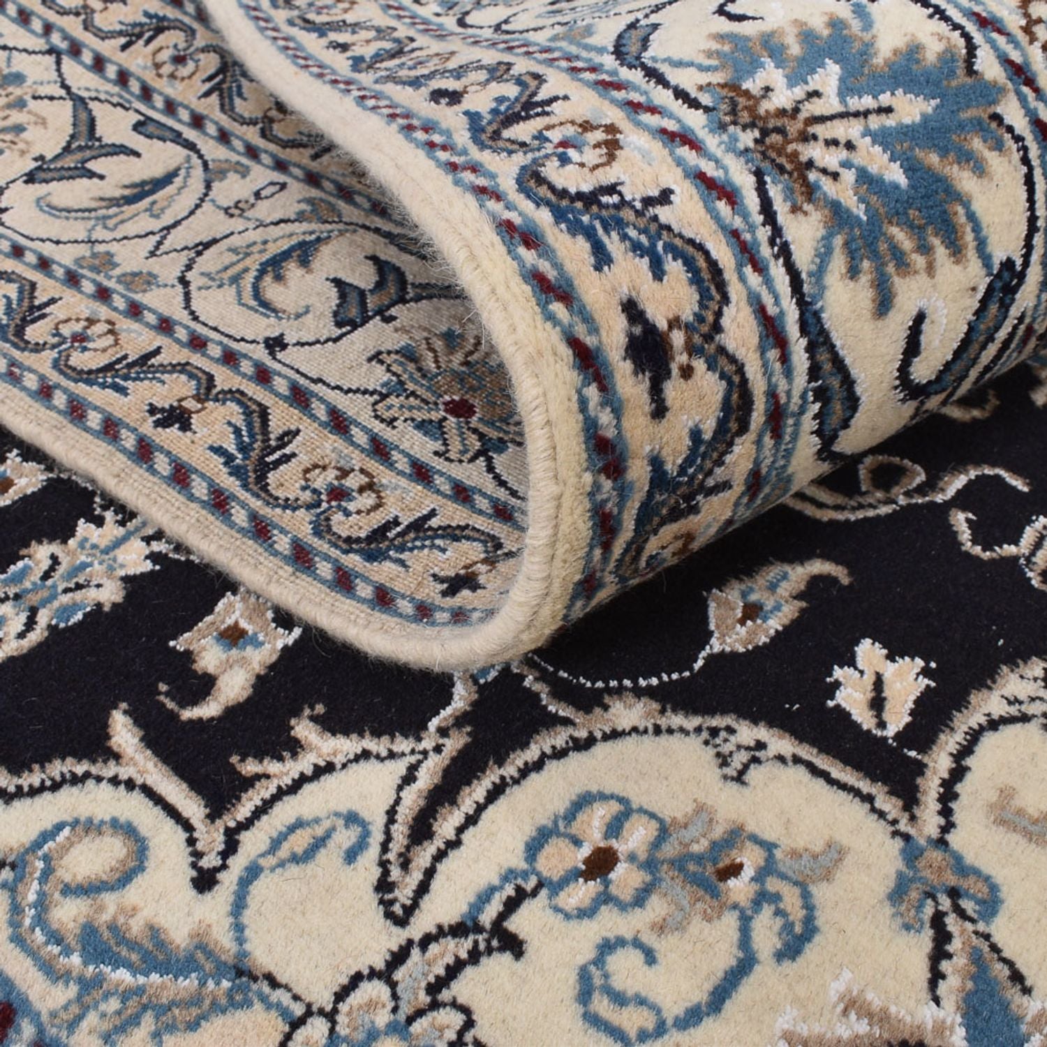 Alfombra persa - Nain - 210 x 149 cm - azul oscuro