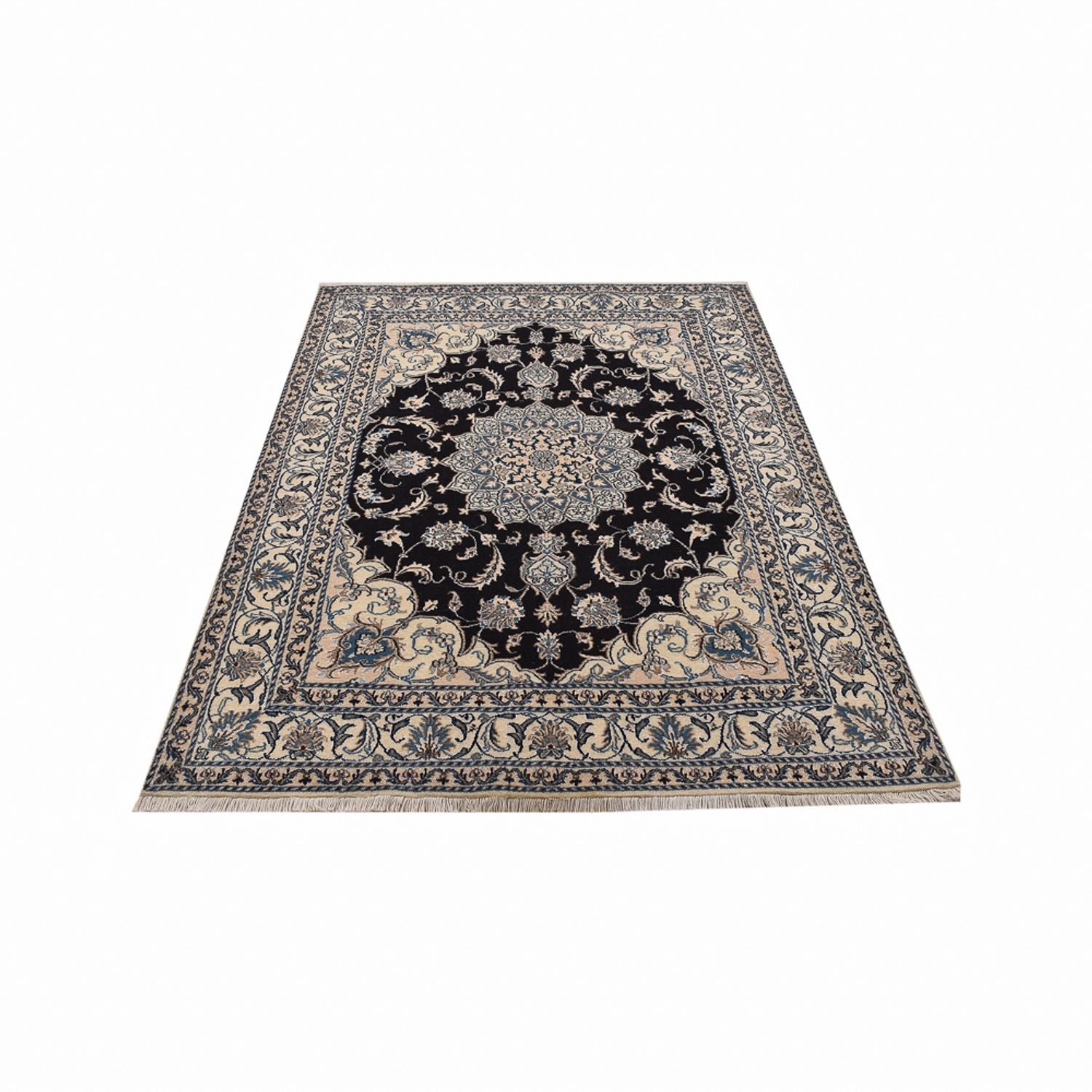 Alfombra persa - Nain - 210 x 149 cm - azul oscuro