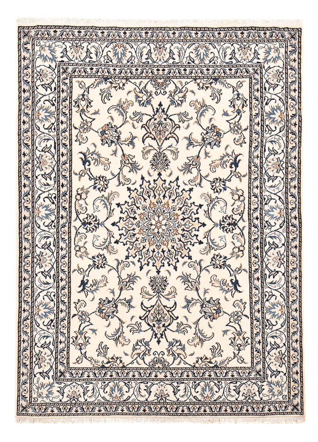 Alfombra persa - Nain - 198 x 143 cm - beige claro