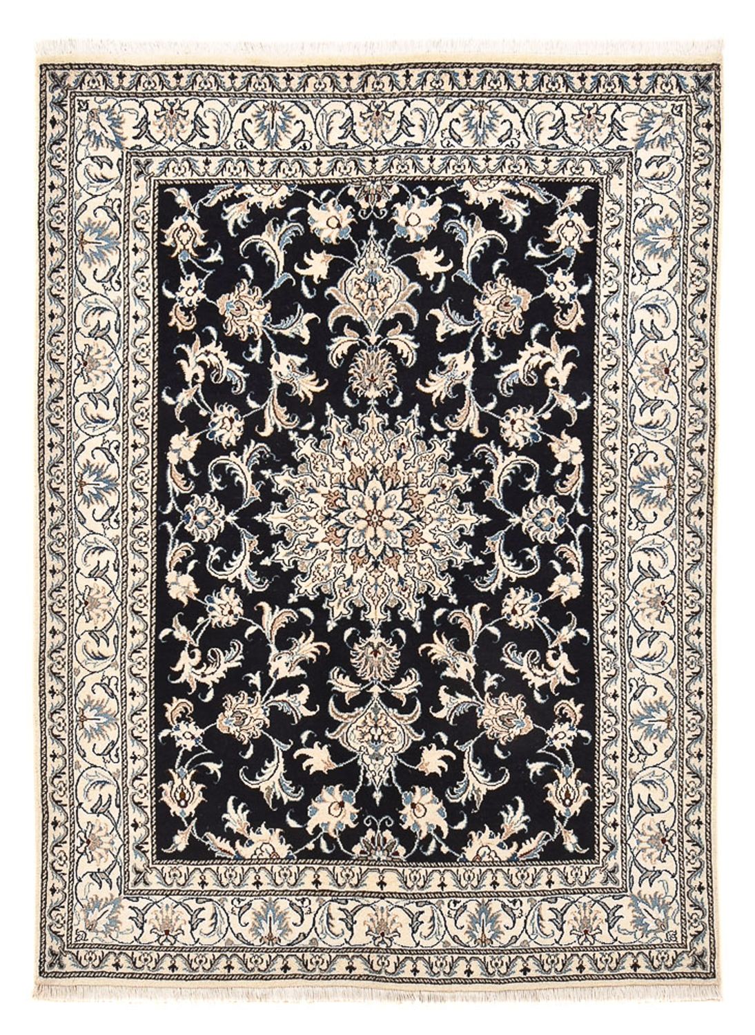 Alfombra persa - Nain - 198 x 147 cm - azul oscuro