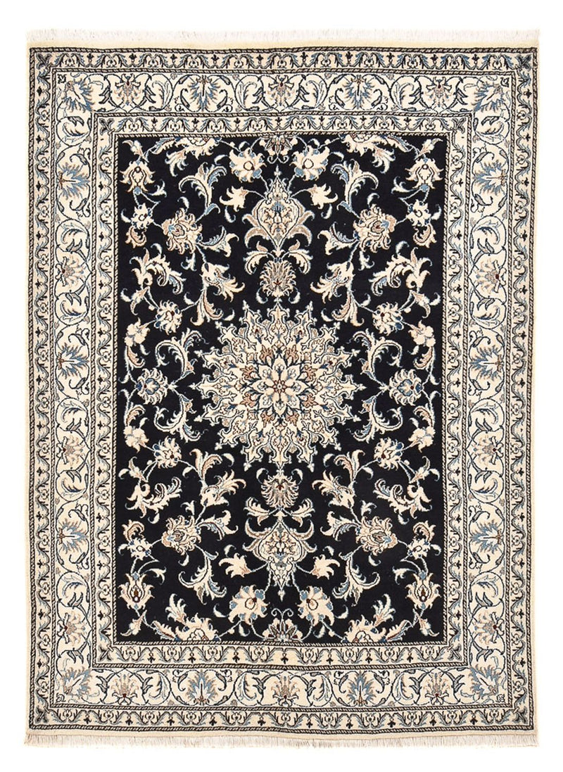 Alfombra persa - Nain - 198 x 147 cm - azul oscuro